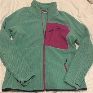 L.L. Bean Women's Teal/Turquoise and Pink Fleece Jacket